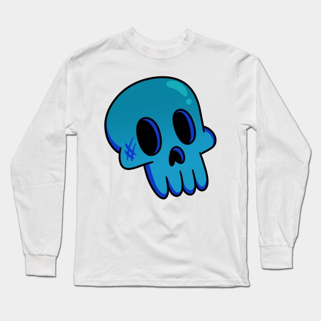 Blue Skull Long Sleeve T-Shirt by Get A Klu Comics